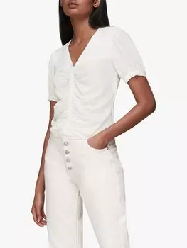 Блузка с V-образным вырезом и сборками Whistles, белая