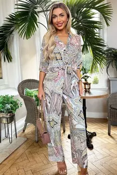 Блузка с V-образным вырезом и завязкой спереди Ax Paris, розовый