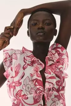 Блузка с воланами H&M, белый