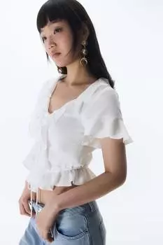 Блузка с воланами H&M, белый