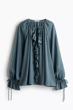 Блузка с воланами H&M, бирюзовый