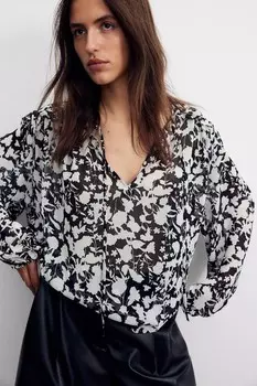 Блузка с воланами H&M, черный