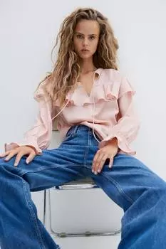 Блузка с воланами H&M, розовый