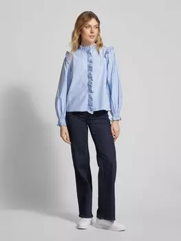 Блузка с воланами модель «Чарли» Neo Noir, светло-голубой