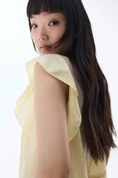 Блузка с воланами на рукавах H&M, желтый