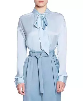 Блузка с воротником-аскот Lanvin, синий