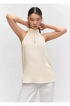 Блузка с воротником халтер Mango, экрю