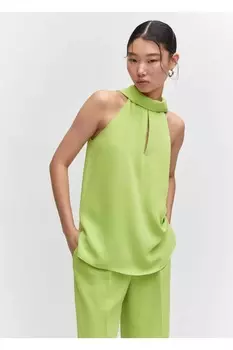 Блузка с воротником халтер Mango, зеленый