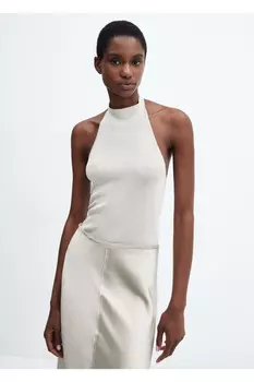 Блузка с воротником-хомутом с люрексом Mango, серый