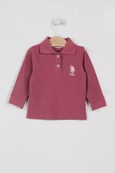 Блузка с воротником и логотипом U S Polo Assn , красный