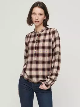 Блузка с воротником и рюшами в клетку в стиле вестерн Superdry, мульти