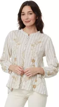 Блузка с воротником на пуговицах Calipso Johnny Was, цвет Stripe