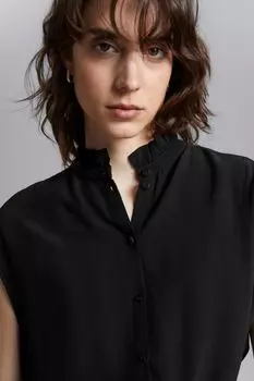 Блузка с воротником с рюшами H&M, черный