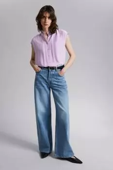 Блузка с воротником с рюшами H&M, сиреневый