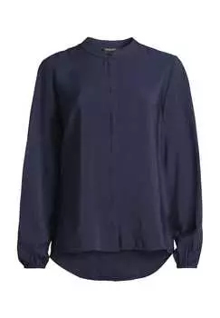 Блузка с воротником-стойкой длинный рукав Manguun Collection, синий