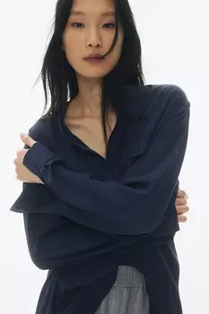 Блузка с воротником-стойкой H&M, синий