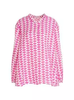 Блузка с воротником стойкой и геометрическим узором Seidensticker, розовый