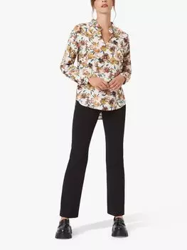 Блузка с воротником-стойкой с цветочным принтом James Lakeland, белая