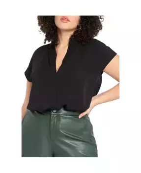 Блузка с вырезом ласточка больших размеров ELOQUII, черный