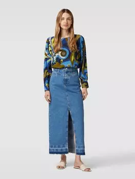 Блузка с вырезом лодочкой, модель «Большой пейсли» Emily Van den Bergh, хаки