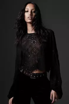 Блузка с вышитой и пайетками коллекция zw ZARA, черный