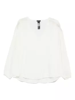 Блузка с вышитым логотипом Emporio Armani, белый