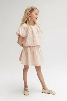 Блузка с вышивкой бродери H&M, розовый