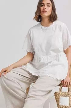 Блузка с вышивкой Broderie Simply Be, белый