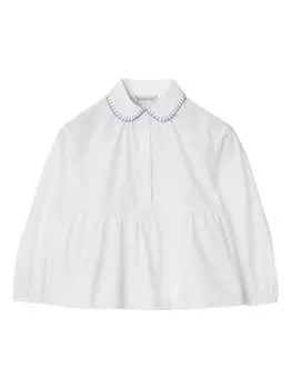 Блузка с вышивкой Burberry Kids, белый