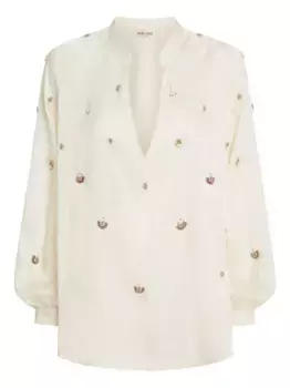 Блузка с вышивкой Emporio Sirenuse, нейтральный