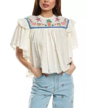 Блузка с вышивкой FARM Rio, белый
