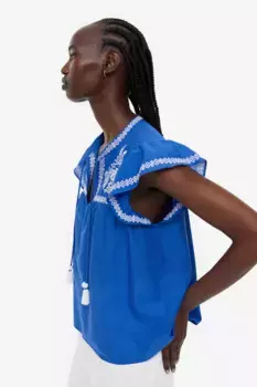 Блузка с вышивкой H&M, синий