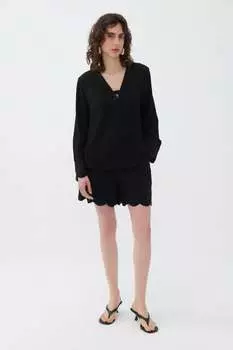 Блузка с вышивкой камнями Nocturne, черный