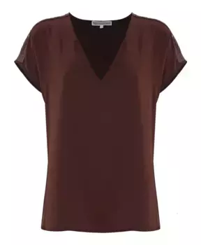 Блузка с вышивкой Kocca, коричневый