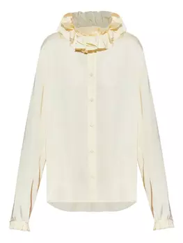 Блузка с высоким воротом и оборками Jil Sander, желтый