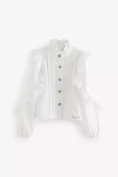 Блузка с высоким воротом из 100% хлопка Nicole Miller, бежевый