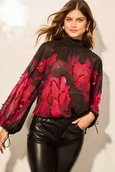 Блузка с высоким воротом Lipsy, черный