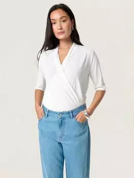 Блузка с запахом columbine с коротким рукавом Soaked In Luxury, цвет Broken White