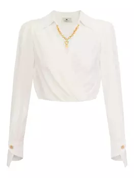 Блузка с запахом и длинными рукавами Elisabetta Franchi, белый
