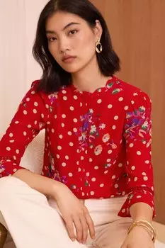 Блузка с защипами и рукавами фонариками Love & Roses, красный