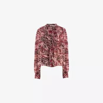 Блузка с защипами и узором «змеиная кожа» Ro&Zo, розовый