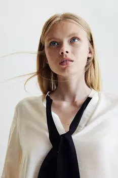 Блузка с завязками H&M, бежевый