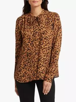 Блузка с завязками на шее с животным принтом NYDJ, цвет Caterina