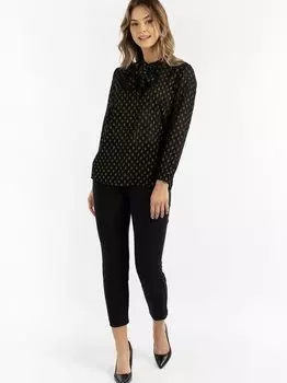 Блузка с завязками на воротнике Dreimaster, черный