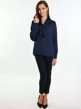 Блузка с завязками на воротнике Faina, синий