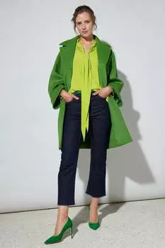 Блузка с завязками на воротнике из смесового шелка LUISA CERANO, цвет lime