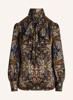 Блузка с завязками на воротнике Lauren Ralph Lauren, синий