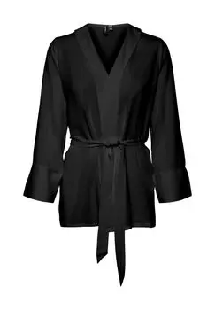 Блузка с завязками, поясом на талии, рукавами 7/8, женская VERO MODA, черный
