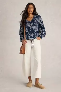 Блузка с завязкой по низу Betty White Stuff, синий