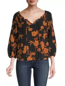 Блузка Sanctuary с цветочным принтом и завязками спереди Free Spirit, мультиколор